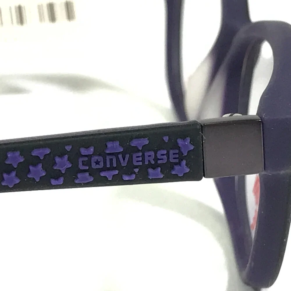 Converse Kids Eyeglasses Frames K022 BLACK Purple Round Full Rim 49-15-130
